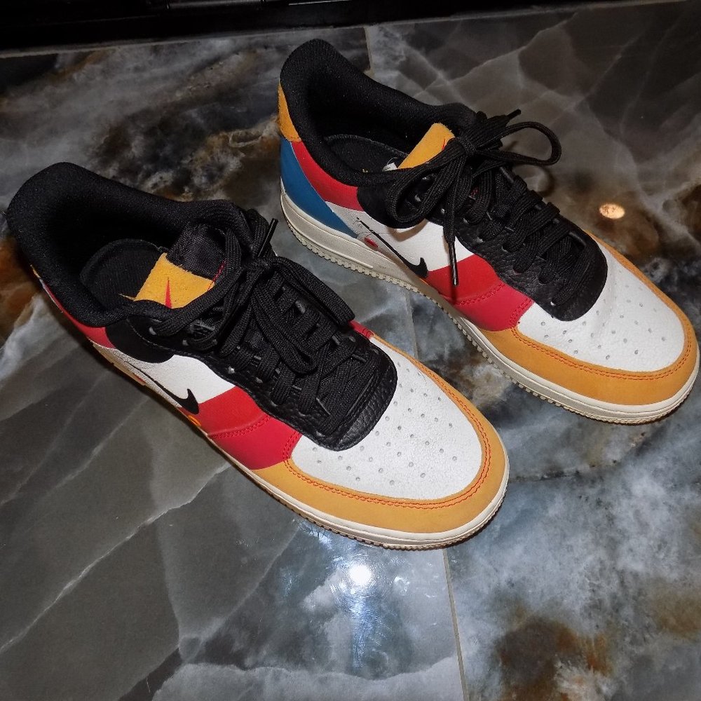 Nike Air Force 1 Low Premium Amber Rise/Black/Imperial Blue/Sail SIZE 7.5
